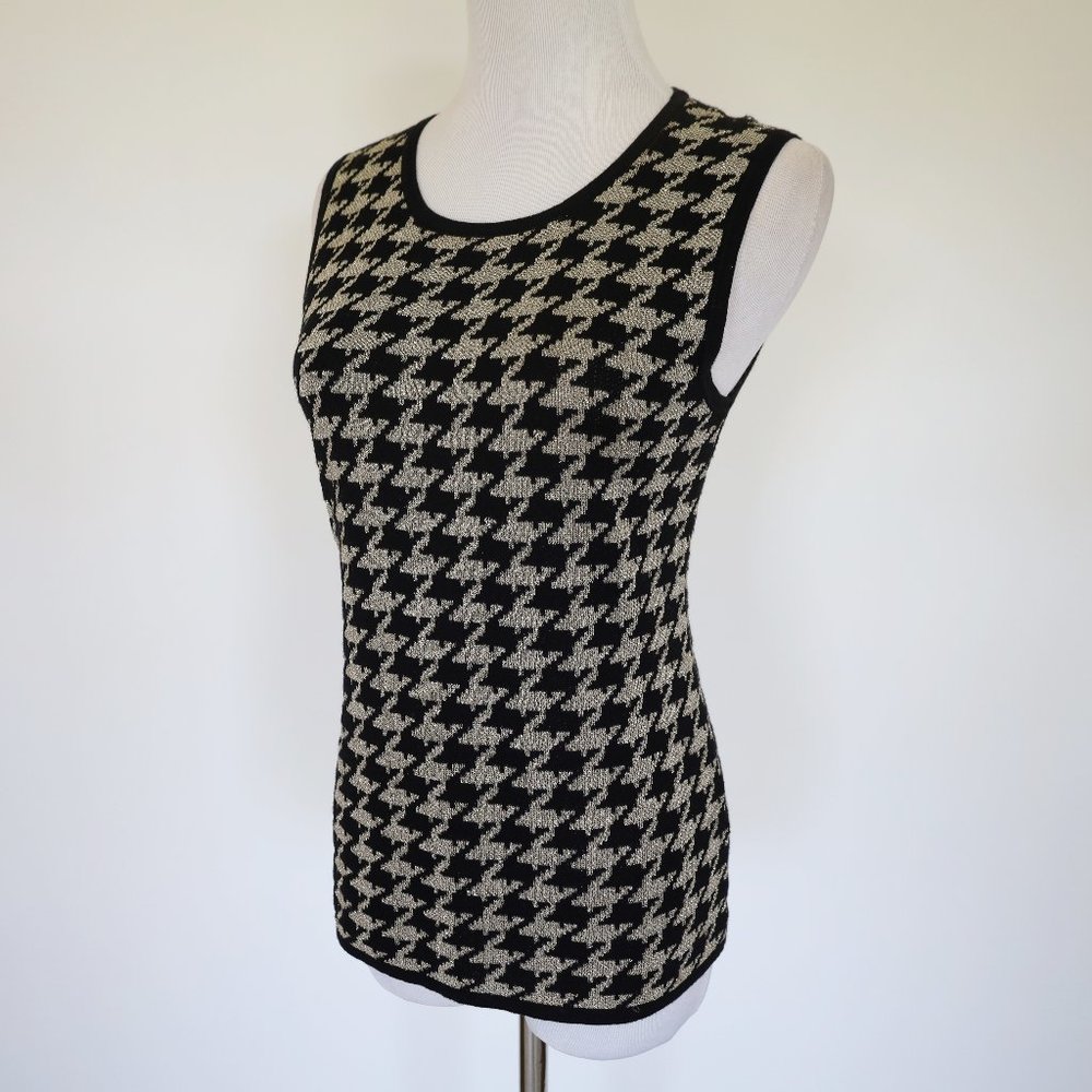 Preston & York Black and Cream Houndstooth Blouse